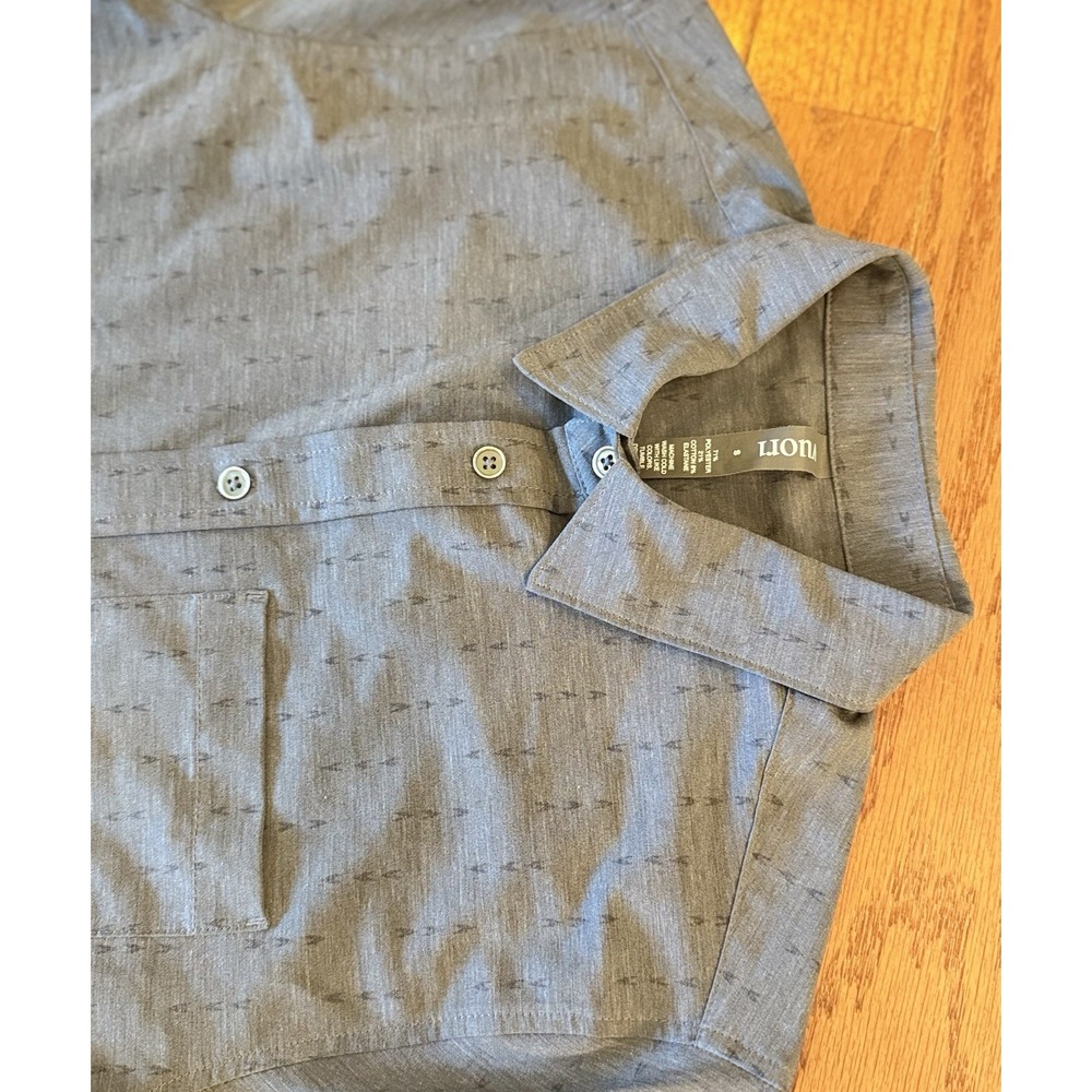 Mens Vuori Short Sleeve Performance Button Down Shirt Sz S Grey Geometric AOP